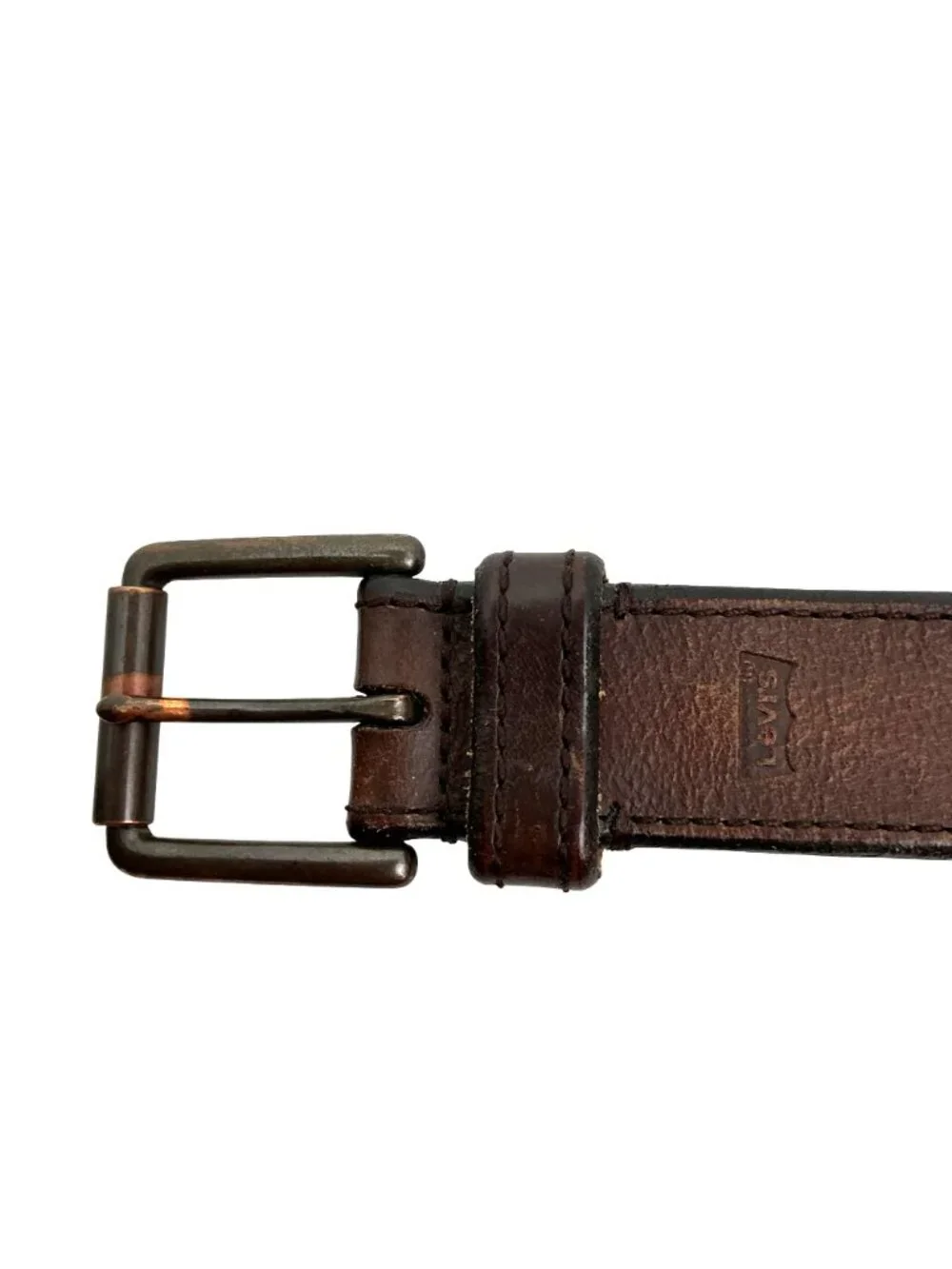Vintage Levis Leather Work Belt Mens 34 Brown Distressed Look Classic Design